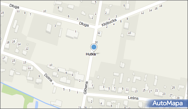 Hutka, Główna, 28, mapa Hutka