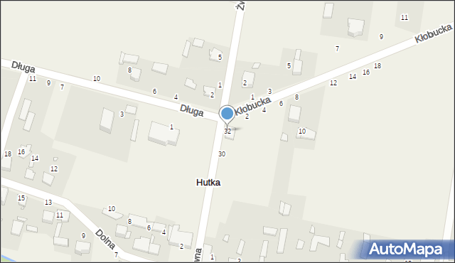 Hutka, Główna, 32, mapa Hutka