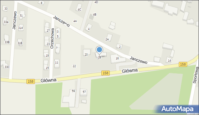 Janczewo, Główna, 18, mapa Janczewo