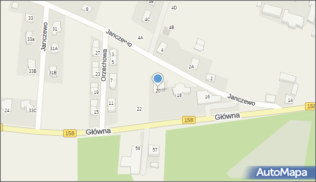 Janczewo, Główna, 20, mapa Janczewo