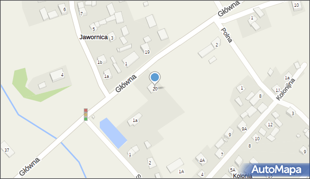 Jawornica, Główna, 20, mapa Jawornica