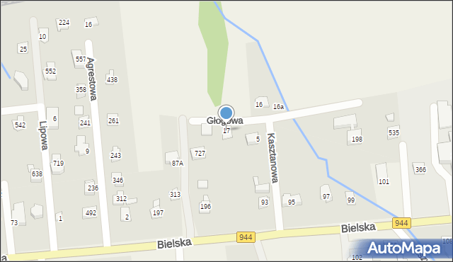 Jaworze, Głogowa, 17, mapa Jaworze