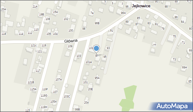 Jejkowice, Główna, 97, mapa Jejkowice