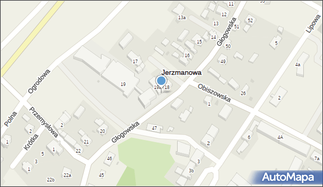 Jerzmanowa, Głogowska, 19b, mapa Jerzmanowa