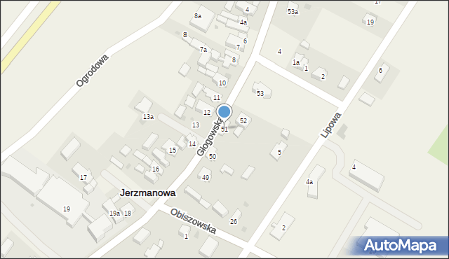 Jerzmanowa, Głogowska, 51, mapa Jerzmanowa