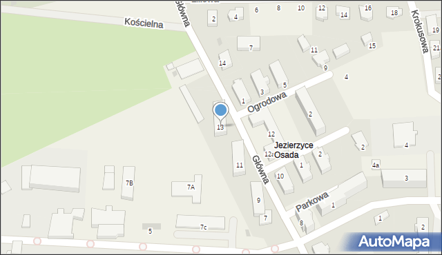 Jezierzyce, Główna, 13, mapa Jezierzyce