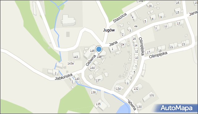 Jugów, Główna, 148, mapa Jugów