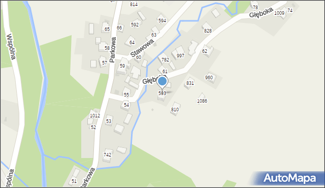 Kamesznica, Głęboka, 593, mapa Kamesznica