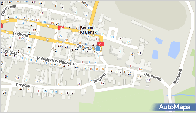 Kamień Krajeński, Główna, 1, mapa Kamień Krajeński