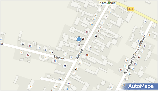 Kamieniec, Główna, 18, mapa Kamieniec