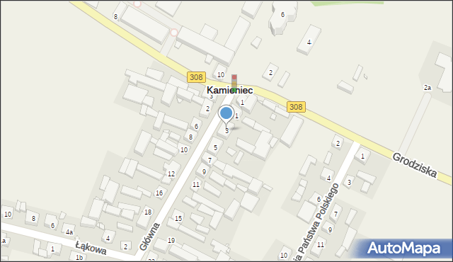 Kamieniec, Główna, 3, mapa Kamieniec