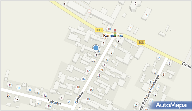 Kamieniec, Główna, 8, mapa Kamieniec