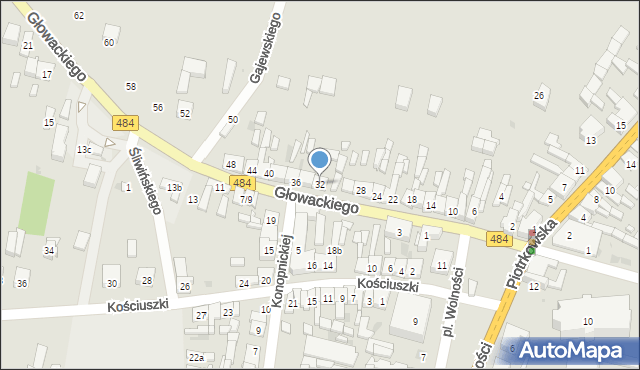 Kamieńsk, Głowackiego Bartosza, 32, mapa Kamieńsk
