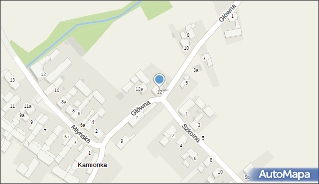 Kamionka, Główna, 12, mapa Kamionka