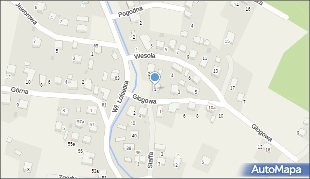 Karniowice, Głogowa, 1, mapa Karniowice