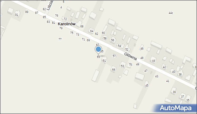 Karolinów, Główna, 63, mapa Karolinów