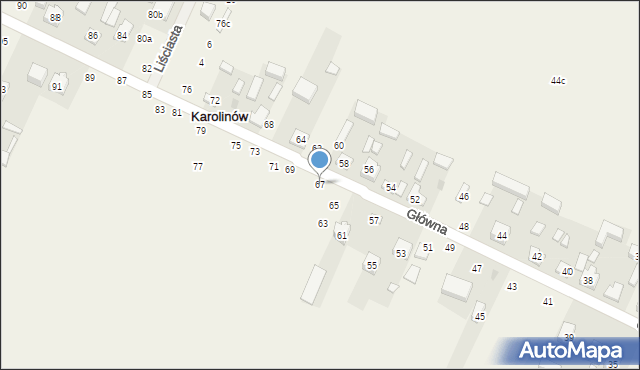 Karolinów, Główna, 67, mapa Karolinów