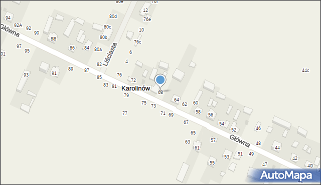 Karolinów, Główna, 68, mapa Karolinów