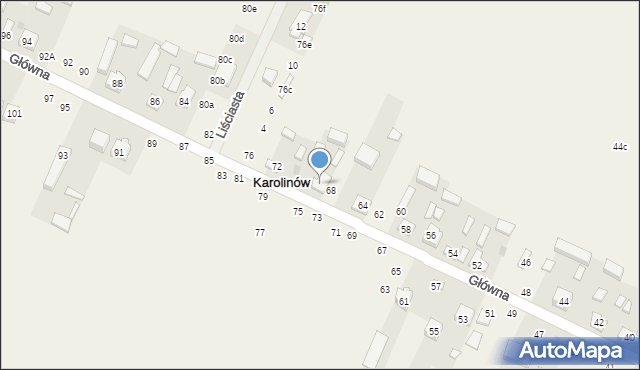 Karolinów, Główna, 70, mapa Karolinów