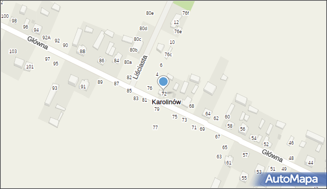 Karolinów, Główna, 72, mapa Karolinów