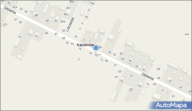 Karolinów, Główna, 73, mapa Karolinów