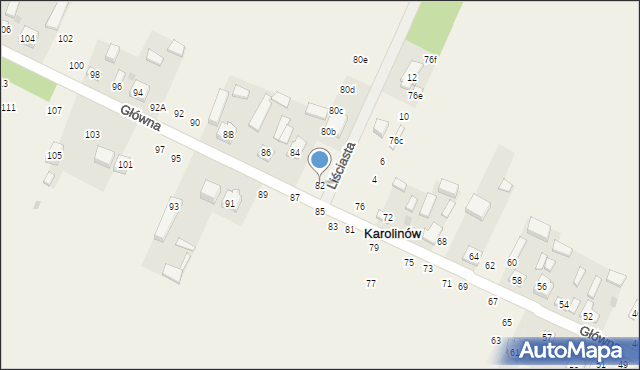 Karolinów, Główna, 82, mapa Karolinów