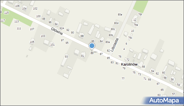 Karolinów, Główna, 89, mapa Karolinów