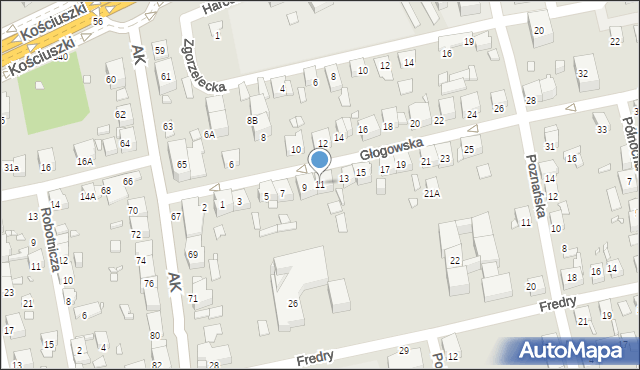 Katowice, Głogowska, 11, mapa Katowic