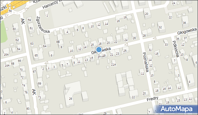 Katowice, Głogowska, 17, mapa Katowic