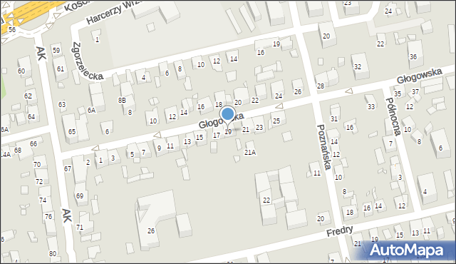 Katowice, Głogowska, 19, mapa Katowic