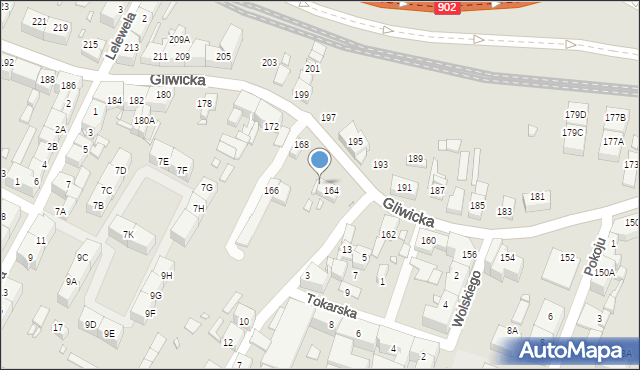 Katowice, Gliwicka, 164a, mapa Katowic