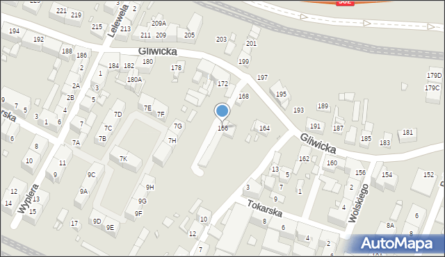 Katowice, Gliwicka, 166, mapa Katowic