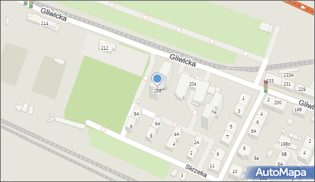 Katowice, Gliwicka, 208, mapa Katowic