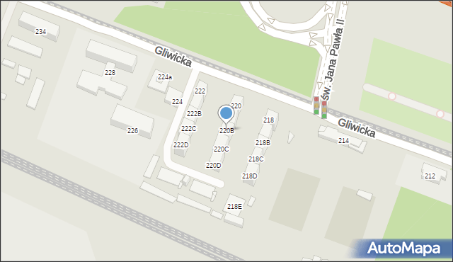 Katowice, Gliwicka, 220B, mapa Katowic