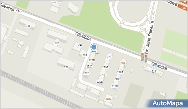 Katowice, Gliwicka, 222A, mapa Katowic