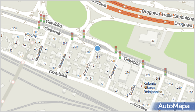 Katowice, Gliwicka, 284, mapa Katowic