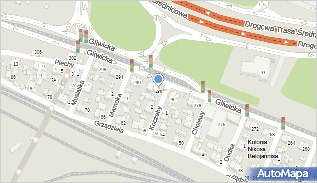 Katowice, Gliwicka, 286, mapa Katowic