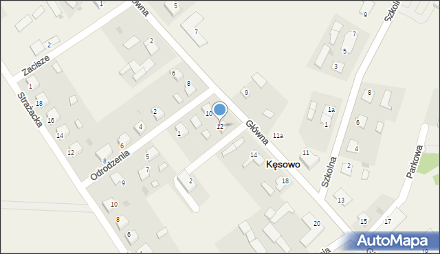 Kęsowo, Główna, 12, mapa Kęsowo