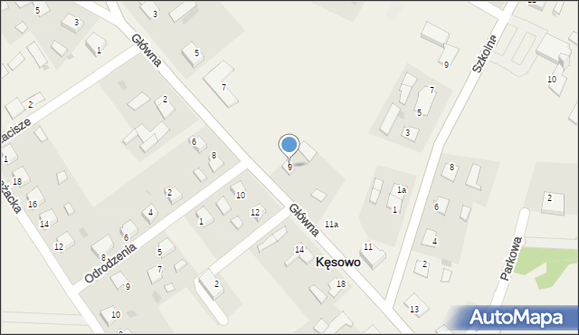 Kęsowo, Główna, 9, mapa Kęsowo