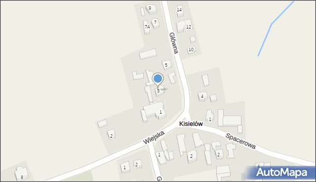 Kisielów, Główna, 3, mapa Kisielów