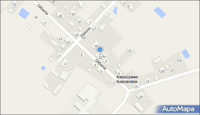 Kleszczewo Kościerskie, Główna, 12, mapa Kleszczewo Kościerskie