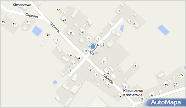 Kleszczewo Kościerskie, Główna, 16, mapa Kleszczewo Kościerskie