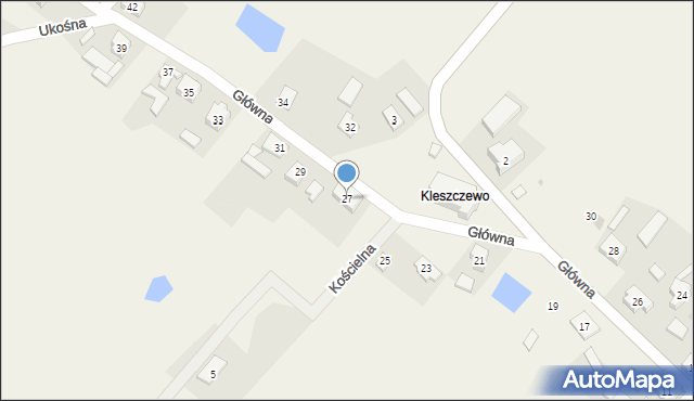 Kleszczewo Kościerskie, Główna, 27, mapa Kleszczewo Kościerskie