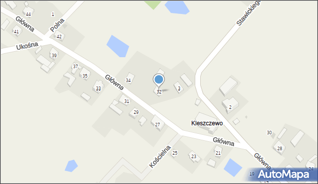 Kleszczewo Kościerskie, Główna, 32, mapa Kleszczewo Kościerskie