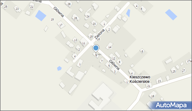 Kleszczewo Kościerskie, Główna, 9, mapa Kleszczewo Kościerskie