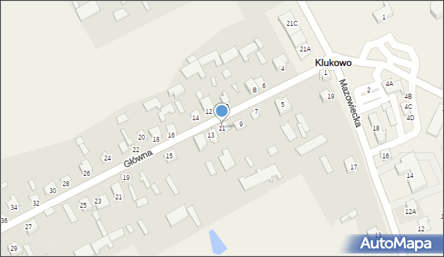 Klukowo, Główna, 11, mapa Klukowo