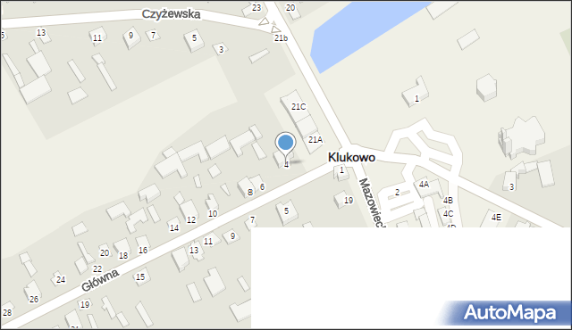 Klukowo, Główna, 4, mapa Klukowo