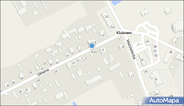 Klukowo, Główna, 7, mapa Klukowo