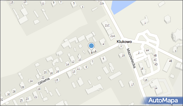 Klukowo, Główna, 8, mapa Klukowo