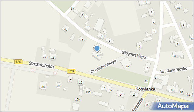 Kobylanka, Głogowskiego Piotra, ks., 2, mapa Kobylanka